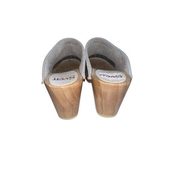 Sven Original Spray Punch Clogs Womens Sz 39 Or 8.5-9 Silver Metallic Leather 3” - Picture 4 of 10